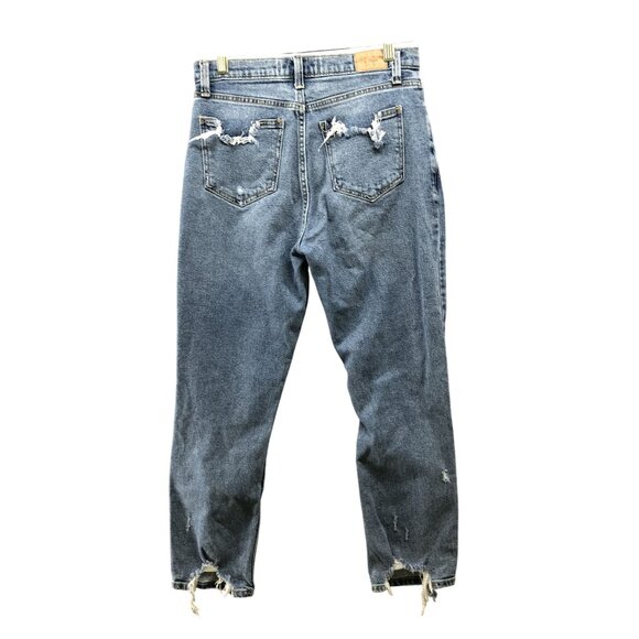 Abercrombie & Fitch Mom Jean Womens Size 4 / 27 Blue Distressed Ripped Stretch - Picture 2 of 9